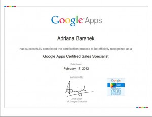 Google Apps Sales Certificate