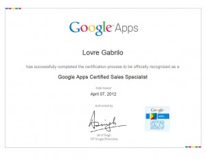 Google Apps Sales Certification Lovre Gabrilo